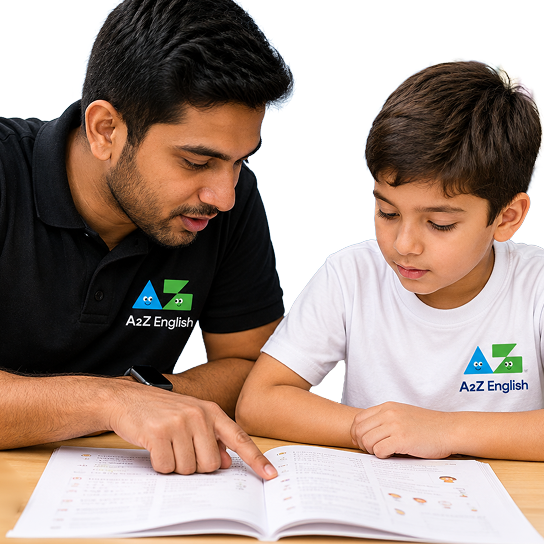 Kid learning with teacher